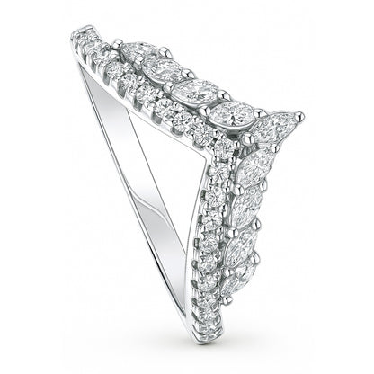 Wishbone Crown V Shaped CZ Eternity Ring in Sterling Silver