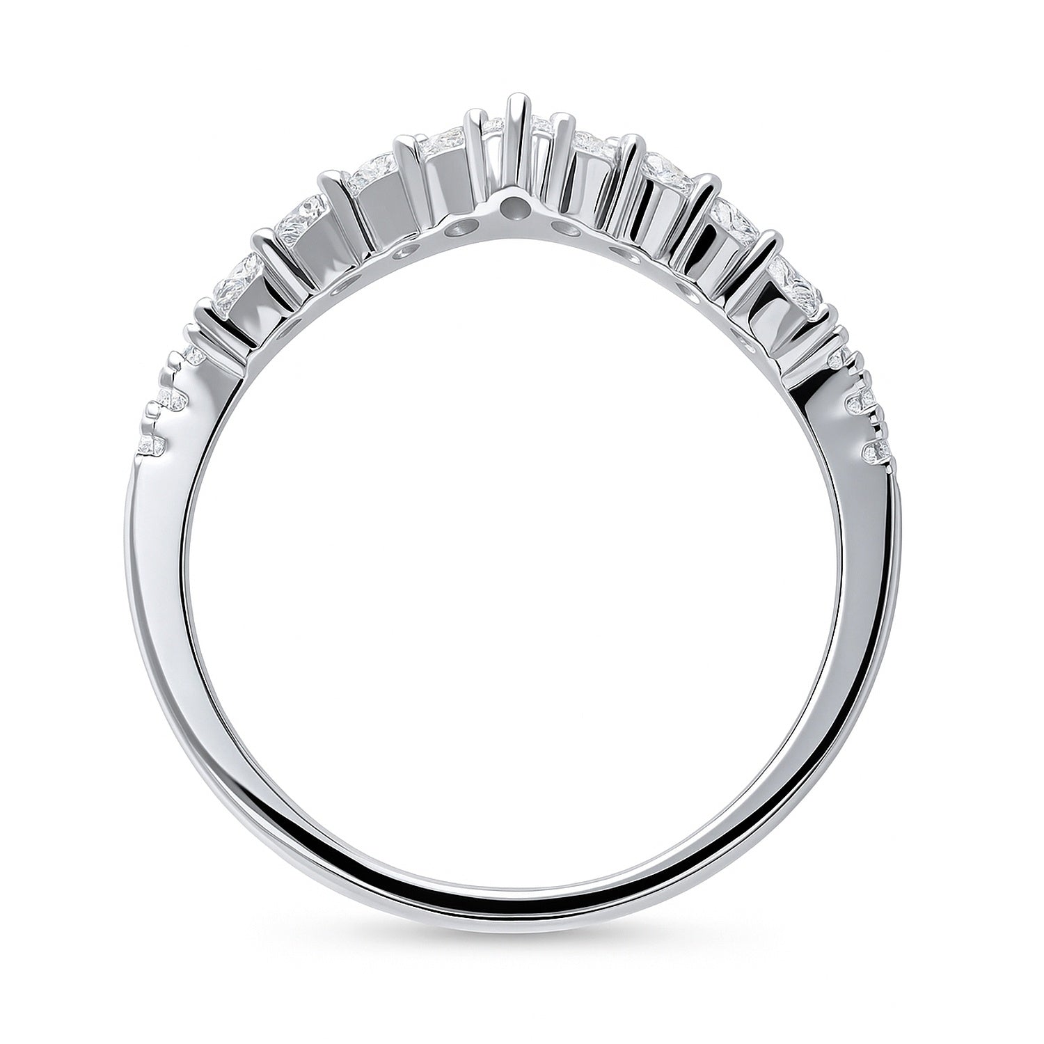 Wishbone Crown V Shaped CZ Eternity Ring in Sterling Silver, 8 of 10
