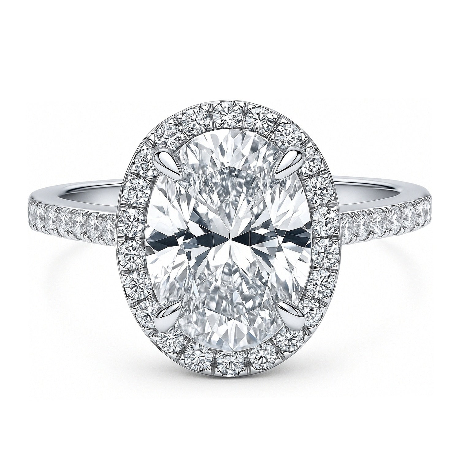 Halo Oval Cut CZ Ring in Sterling Silver, 1 of 18