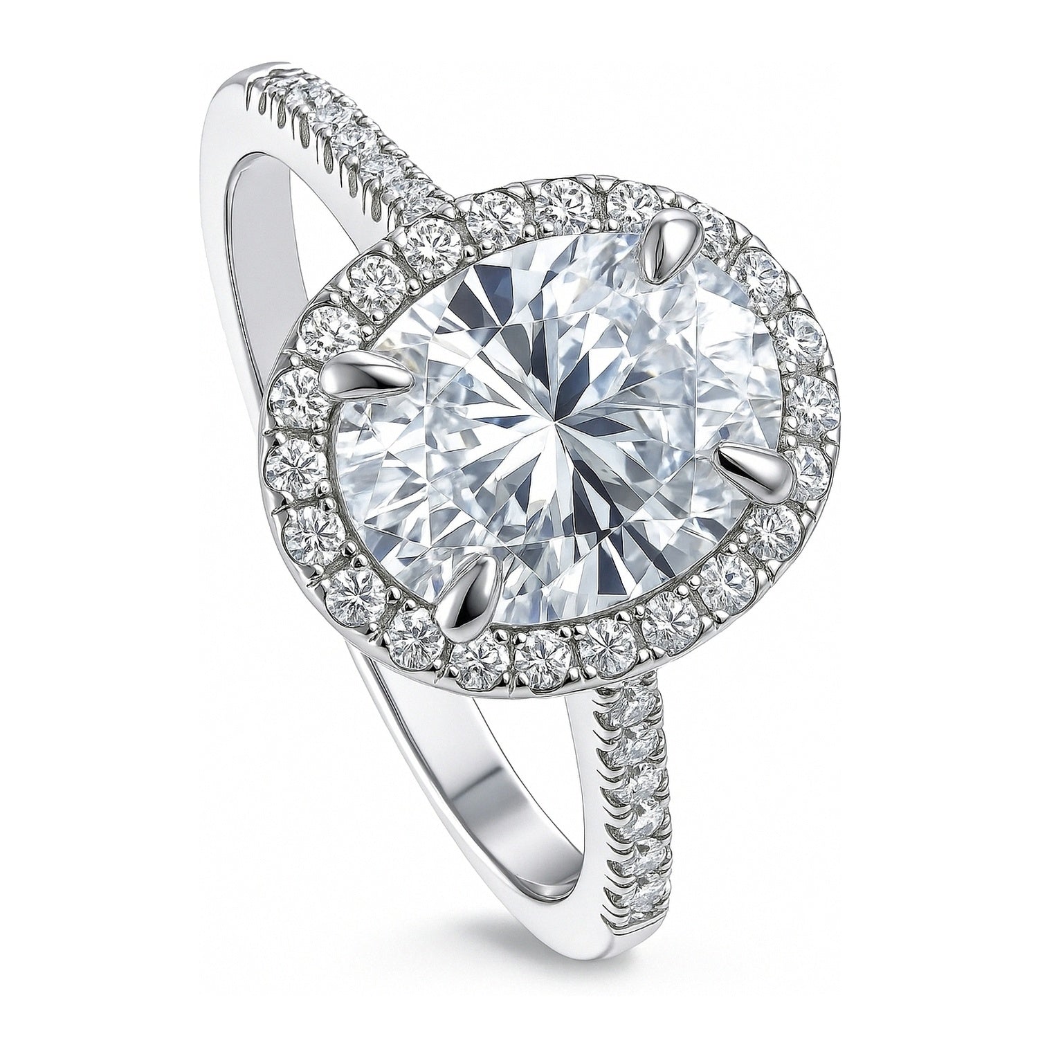 Halo Oval Cut CZ Ring in Sterling Silver, 3 of 18