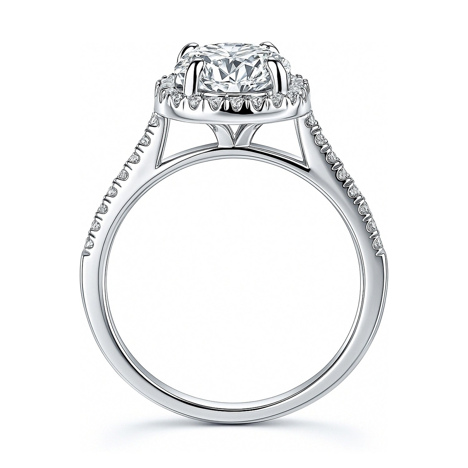 Halo Oval Cut CZ Ring in Sterling Silver, 7 of 18