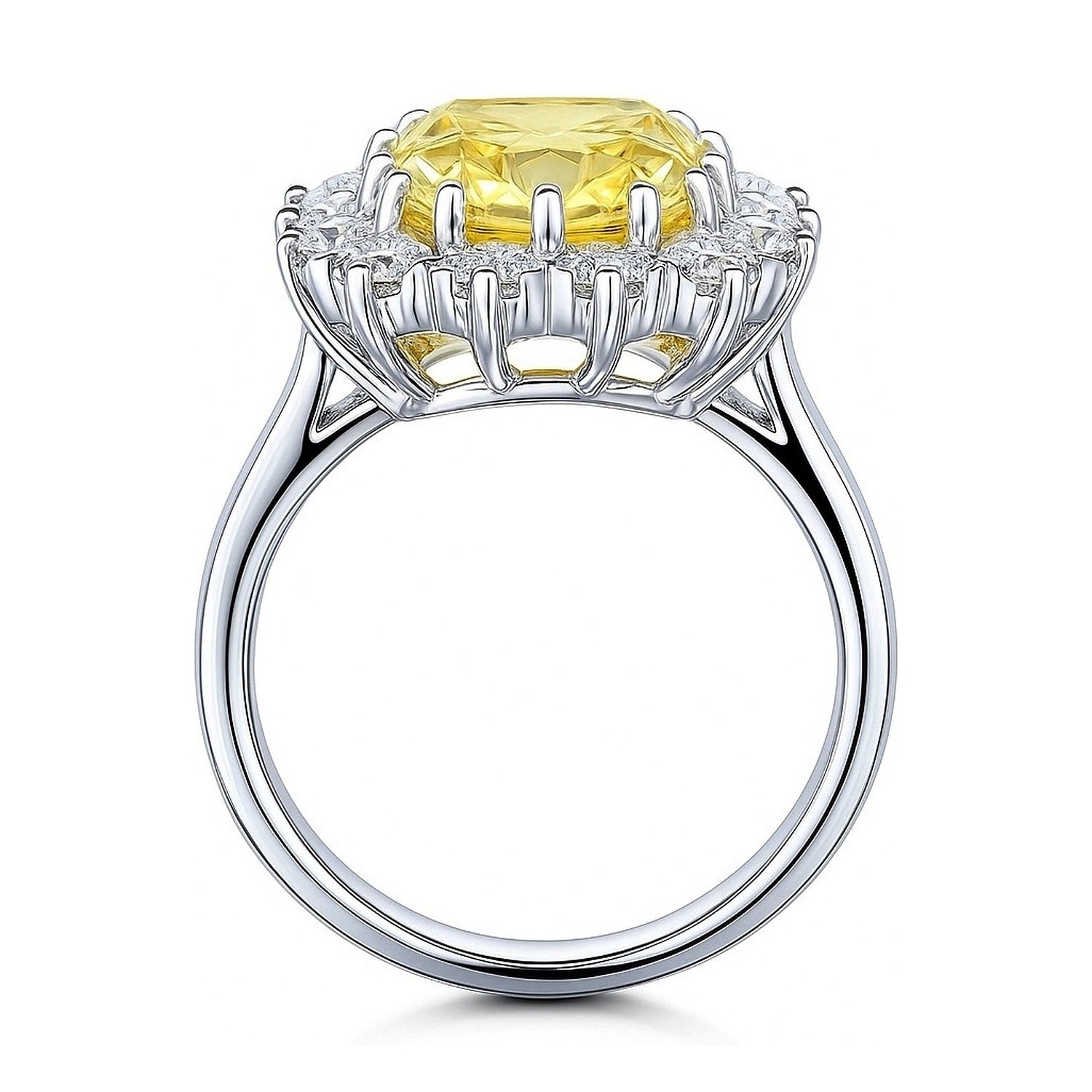 Halo Yellow Cushion CZ Ring in Sterling Silver, 8 of 10