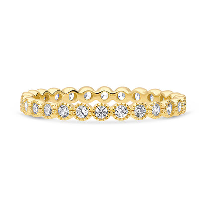 Bubble Milgrain CZ Eternity Ring in Gold Flashed Sterling Silver