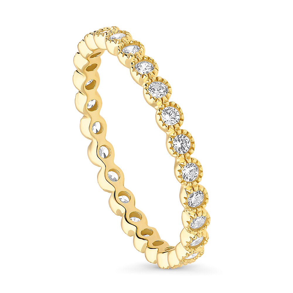 Front view of Bubble Milgrain CZ Eternity Ring in Gold Flashed Sterling Silver, 4 of 8