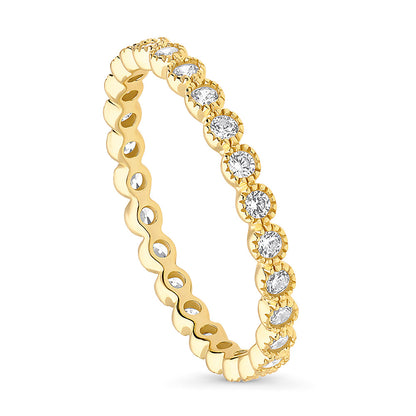 Bubble Milgrain CZ Eternity Ring in Gold Flashed Sterling Silver