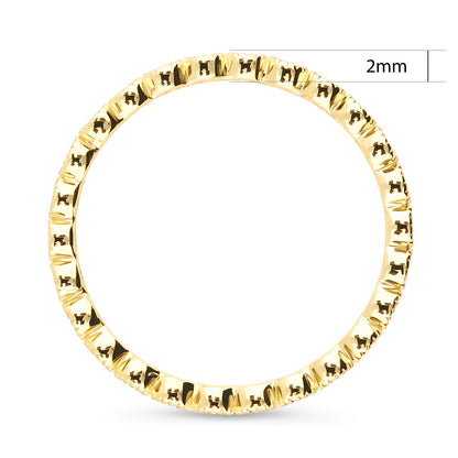 Bubble Milgrain CZ Eternity Ring in Gold Flashed Sterling Silver