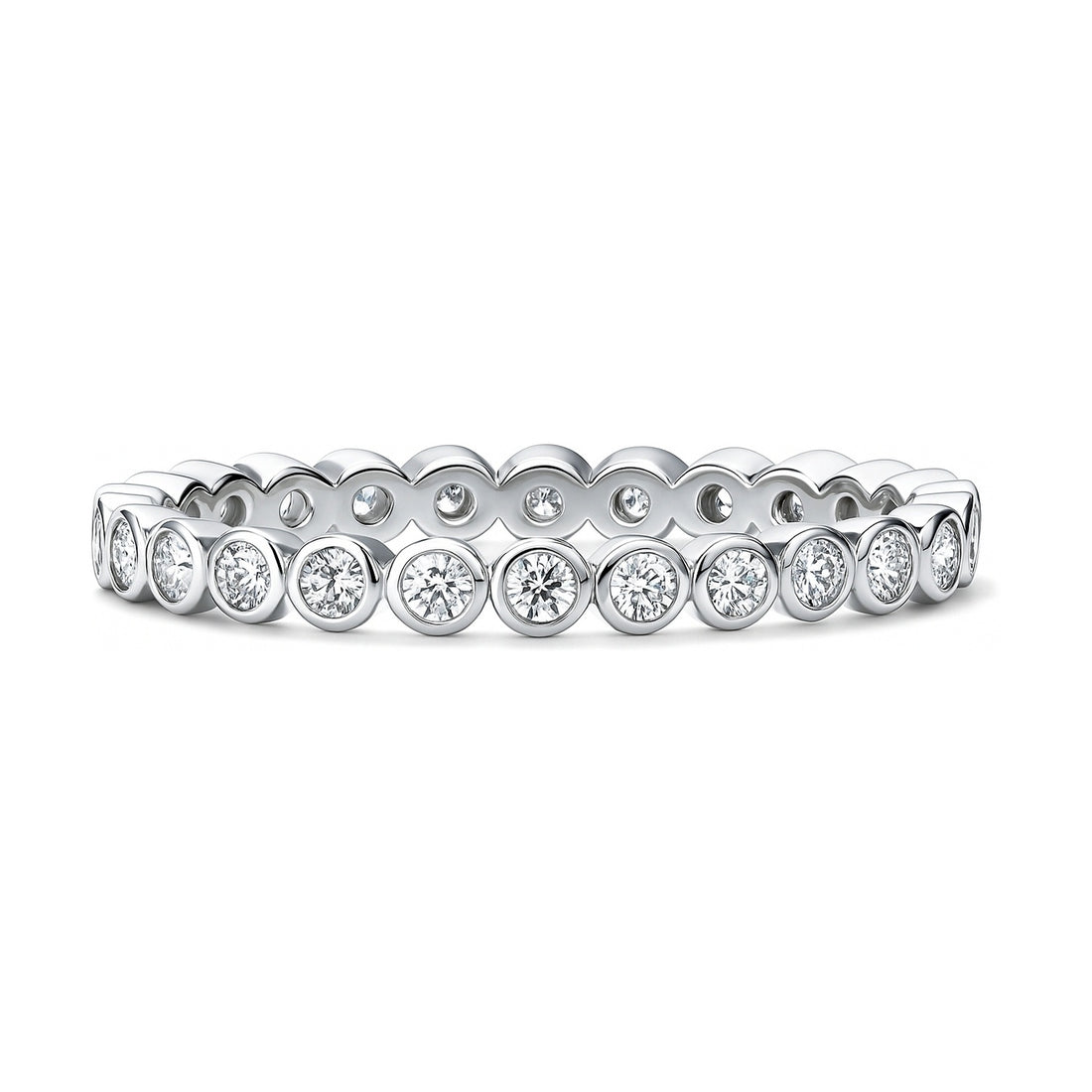 Bubble Bezel CZ Eternity Ring in Sterling Silver