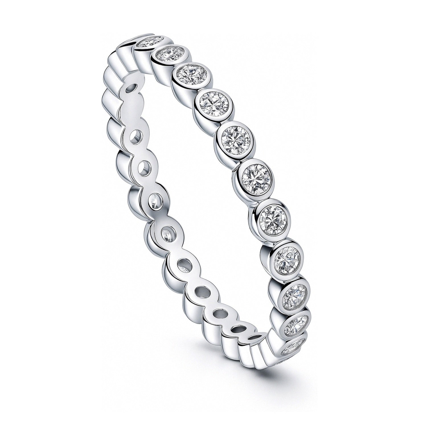 Bubble Bezel CZ Eternity Ring in Sterling Silver, 4 of 9
