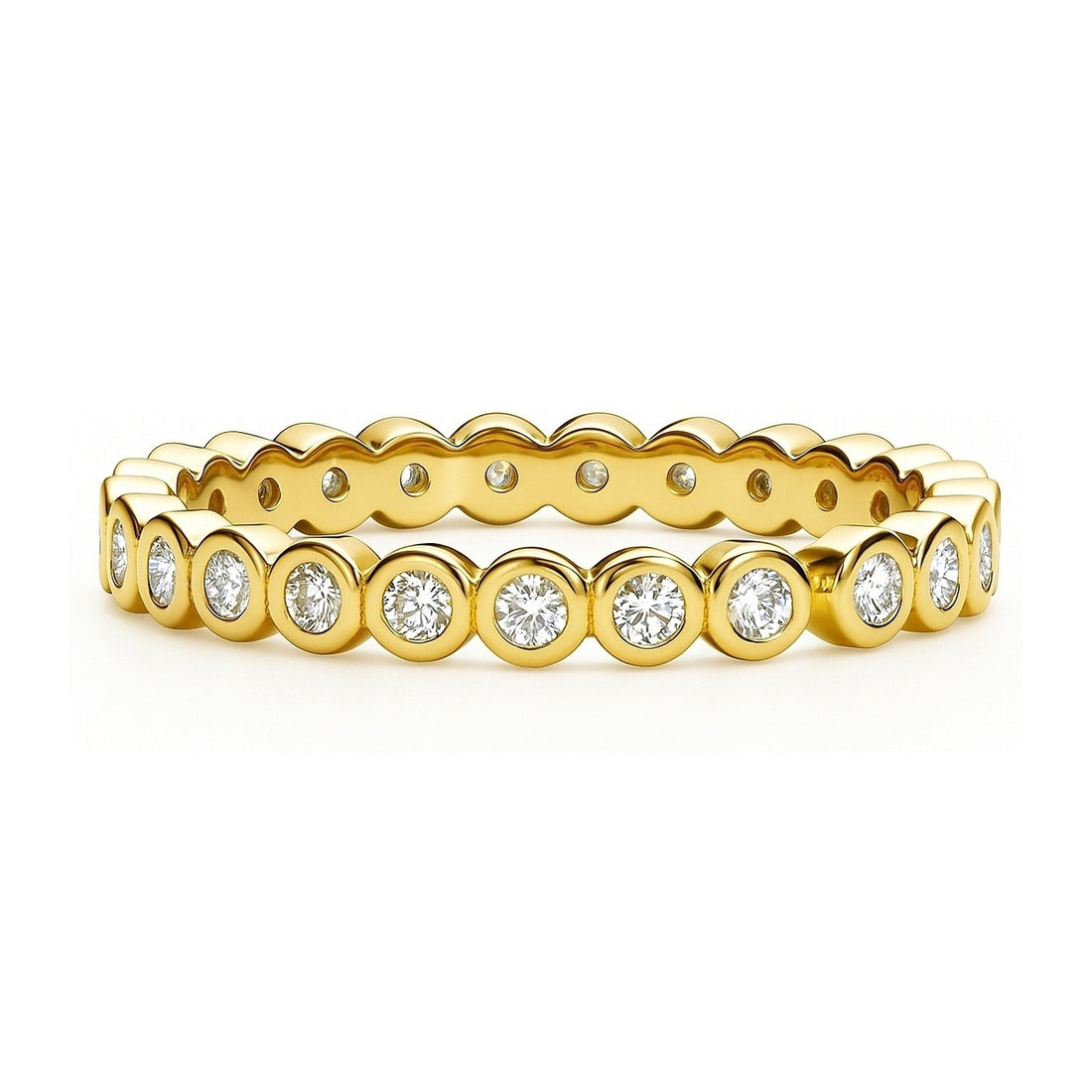 Bubble Bezel CZ Eternity Ring in Gold Flashed Sterling Silver