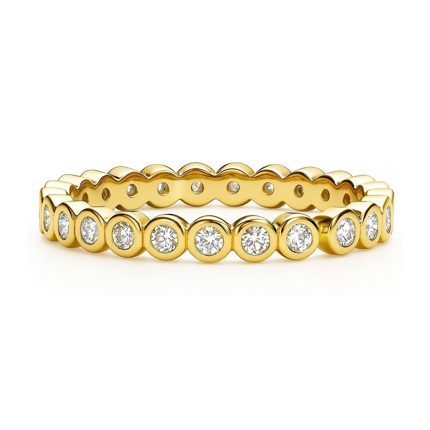 Bubble Bezel CZ Eternity Ring in Gold Flashed Sterling Silver, 1 of 9