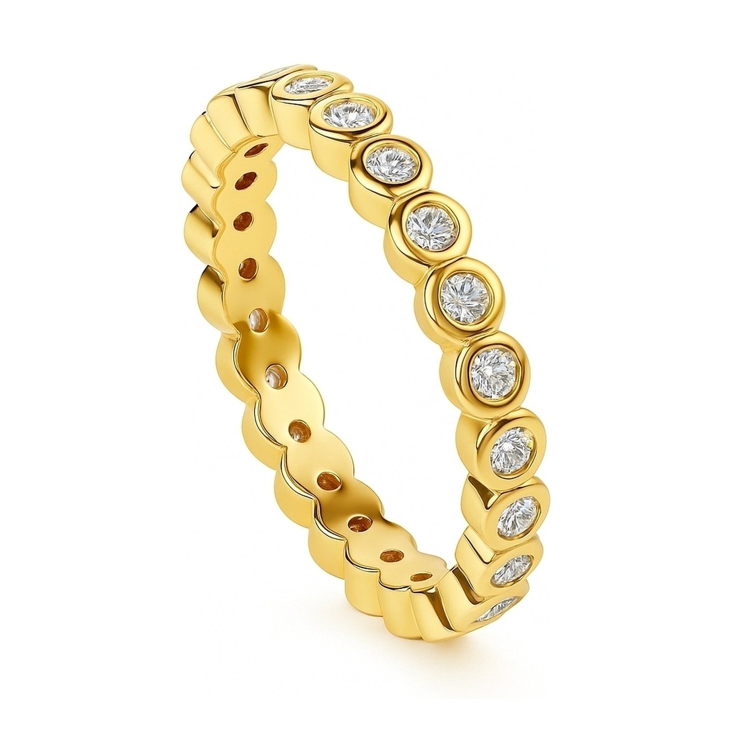 Bubble Bezel CZ Eternity Ring in Gold Flashed Sterling Silver, 4 of 9