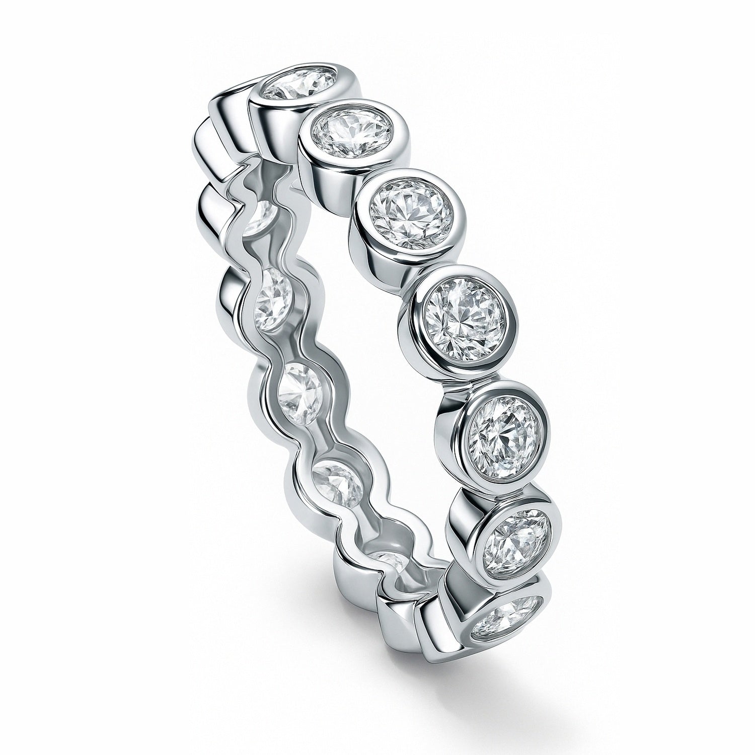 Bubble Bezel CZ Eternity Ring in Sterling Silver, 4 of 11