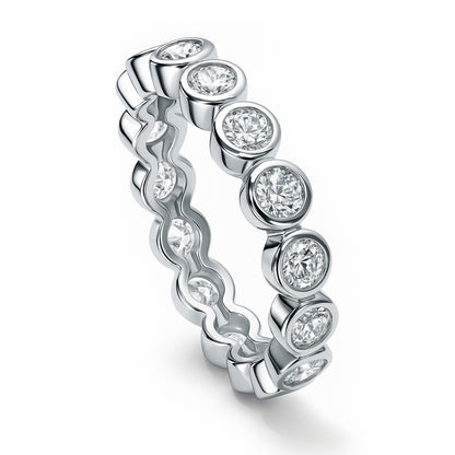 Bubble Bezel CZ Eternity Ring in Sterling Silver