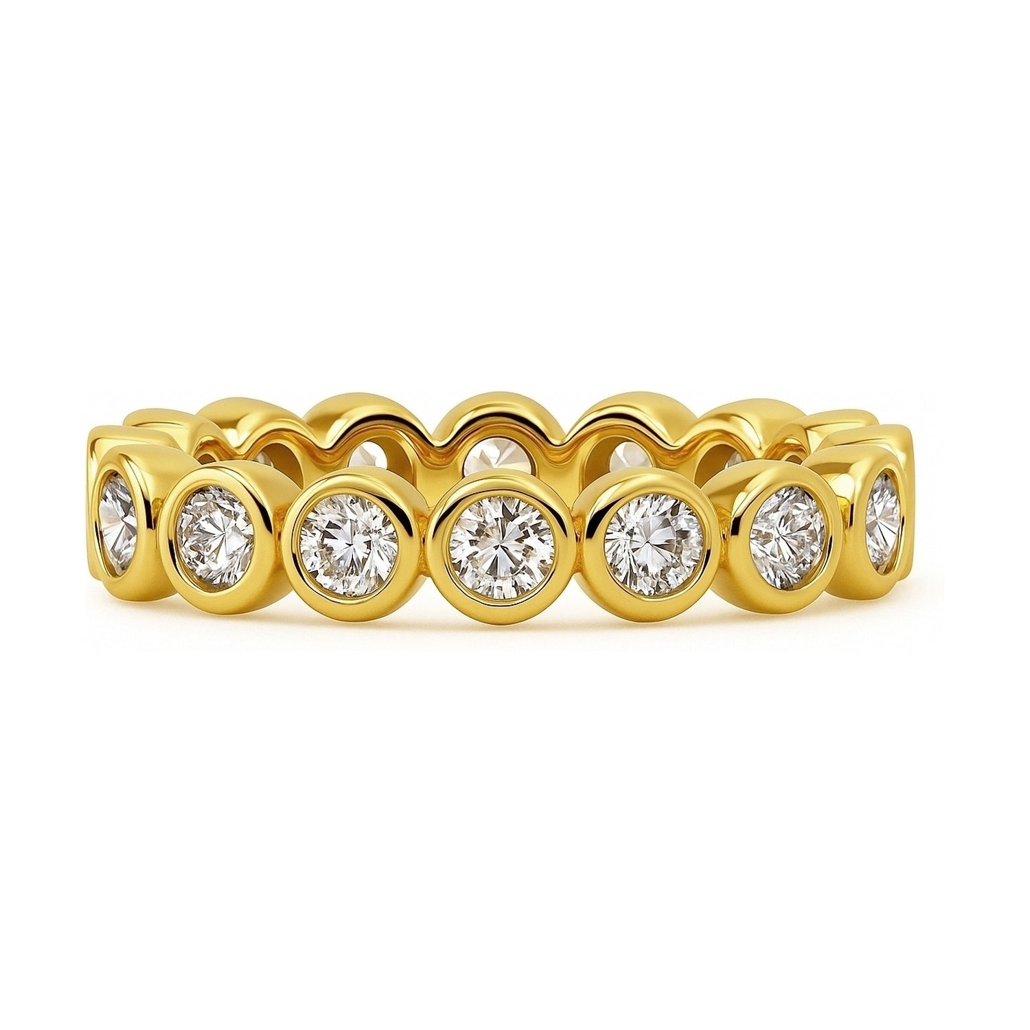 Bubble Bezel CZ Eternity Ring in Gold Flashed Sterling Silver