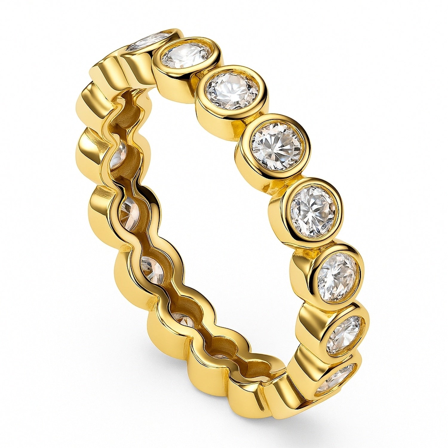 Bubble Bezel CZ Eternity Ring in Gold Flashed Sterling Silver, 4 of 11
