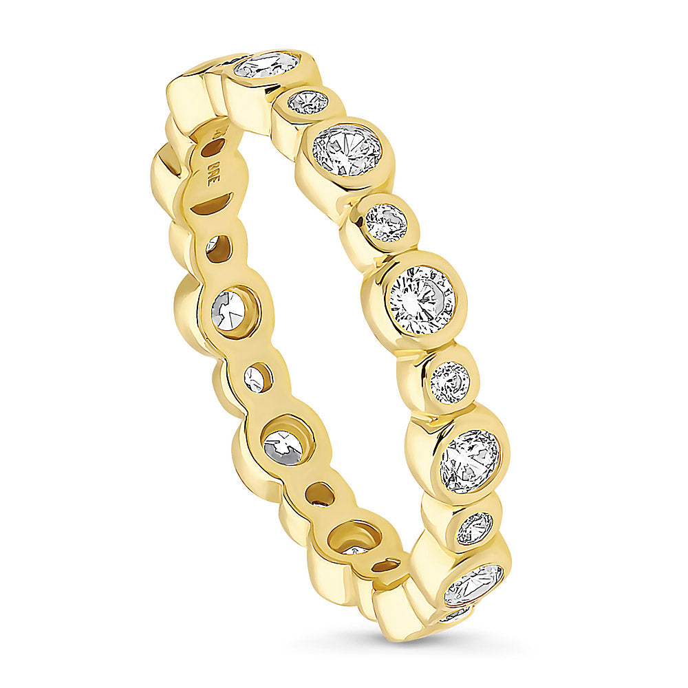 Front view of Bubble Bezel CZ Eternity Ring in Gold Flashed Sterling Silver, 2 of 5