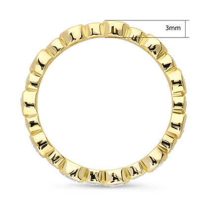 Bubble Bezel CZ Eternity Ring in Gold Flashed Sterling Silver