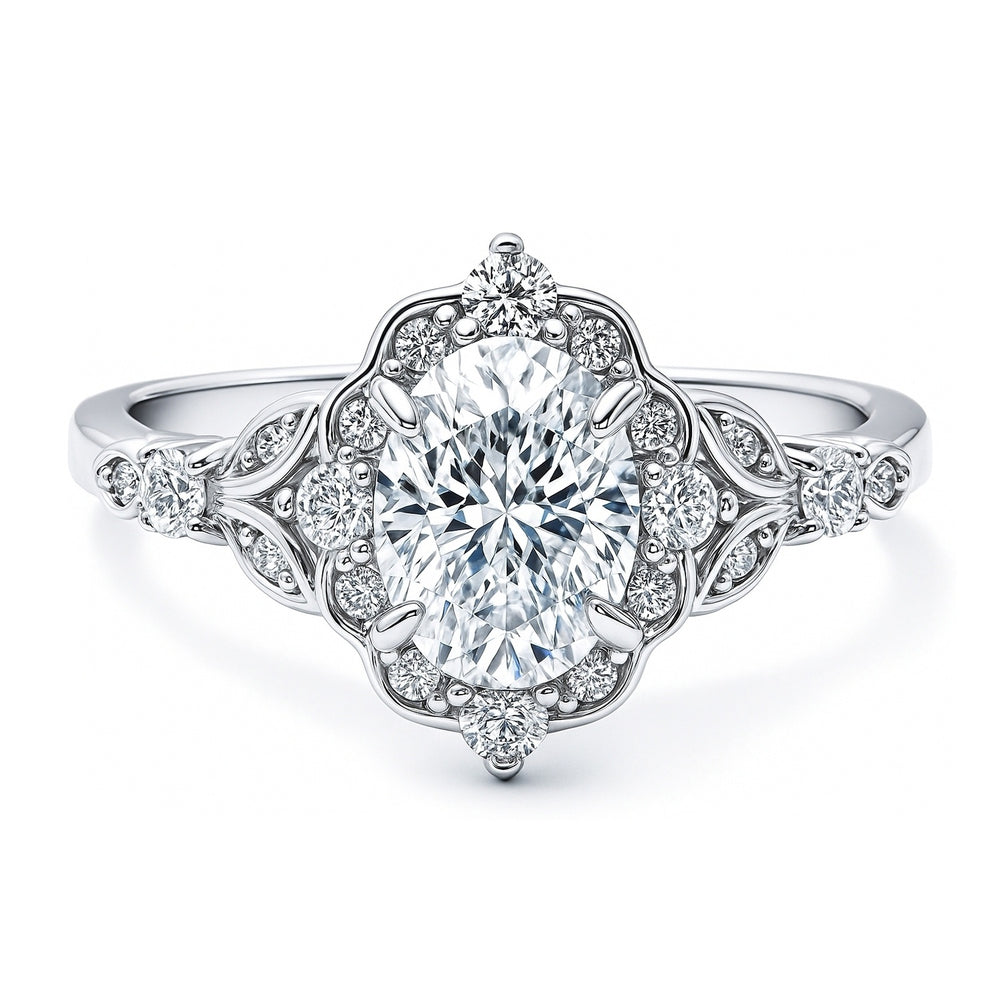 Halo Art Deco Promise Oval Cut CZ Wedding Engagement Ring – BERRICLE