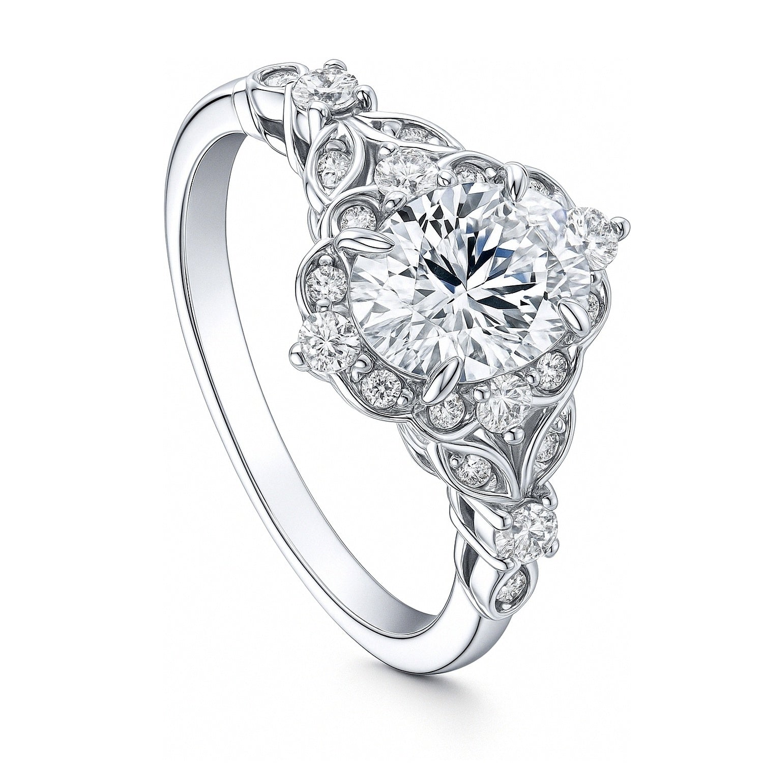 Halo Art Deco Oval CZ Ring in Sterling Silver, 3 of 19