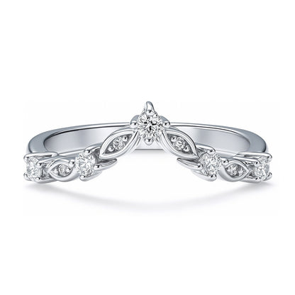Wishbone Chevron Art Deco V Shaped CZ Band in Sterling Silver