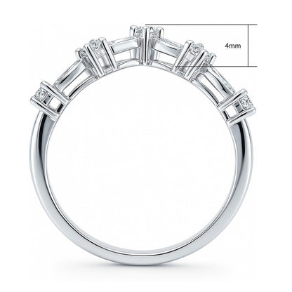 Wishbone Chevron Art Deco V Shaped CZ Band in Sterling Silver
