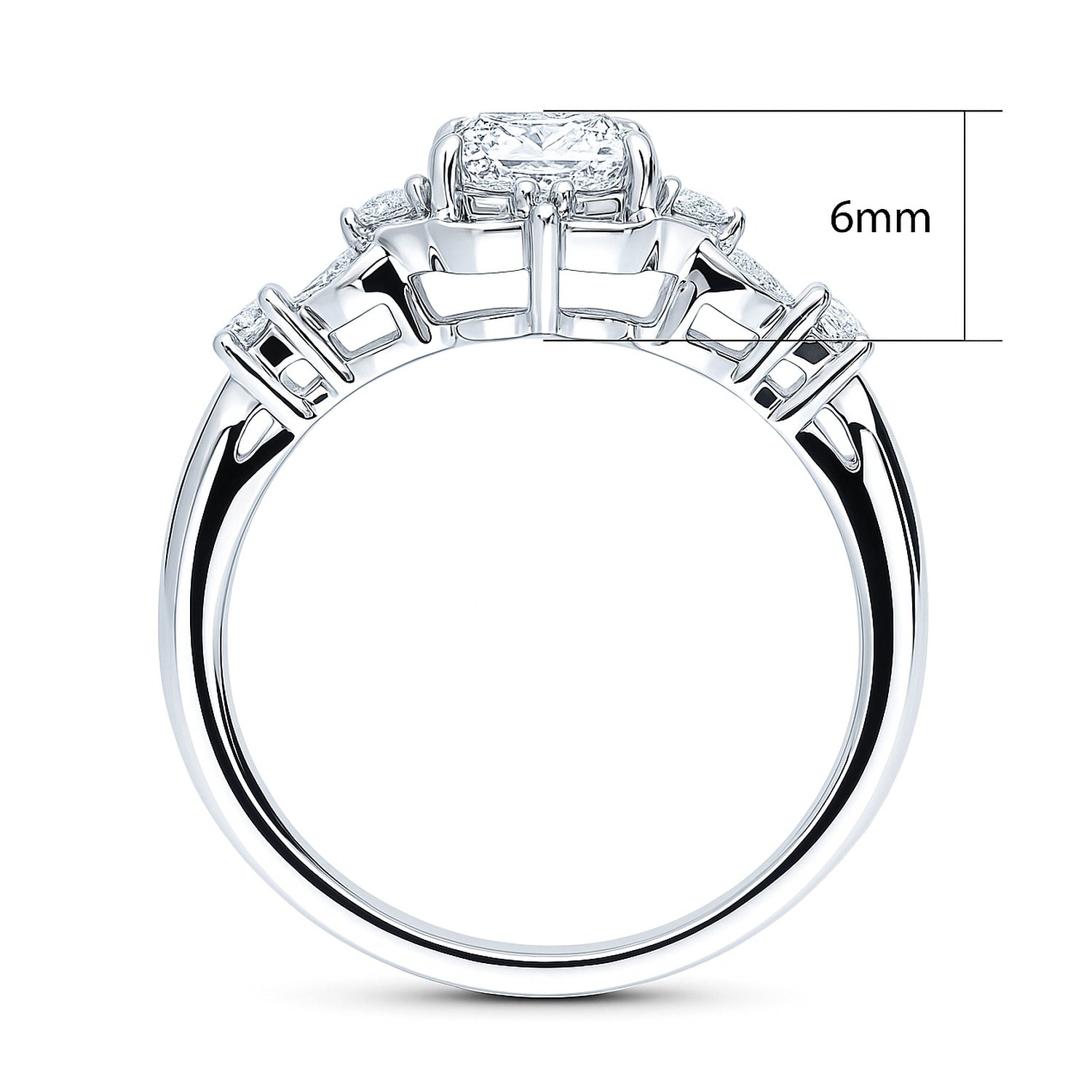 Halo Art Deco Cushion CZ Ring in Sterling Silver, 8 of 10