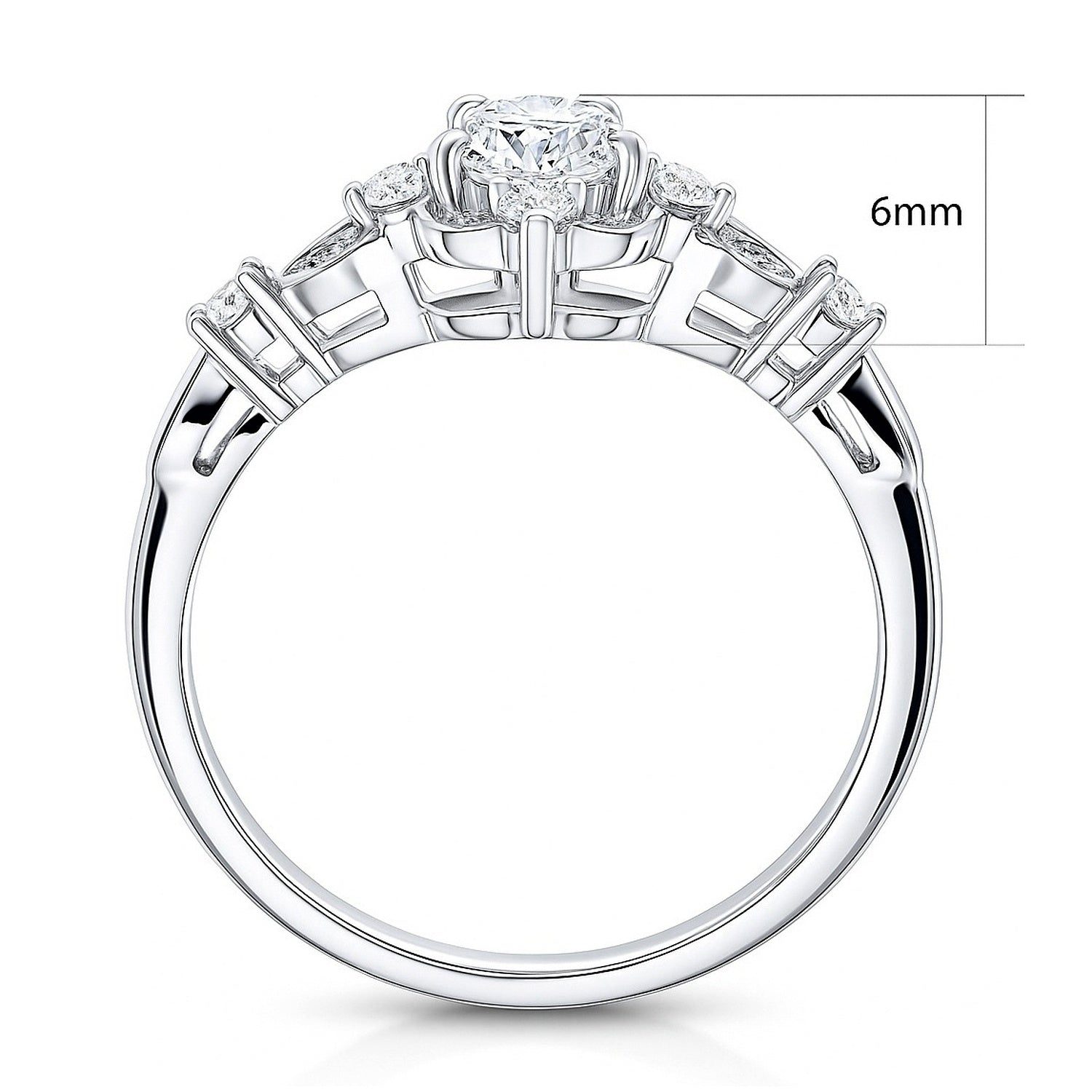 Halo Art Deco Pear CZ Ring in Sterling Silver, 8 of 10