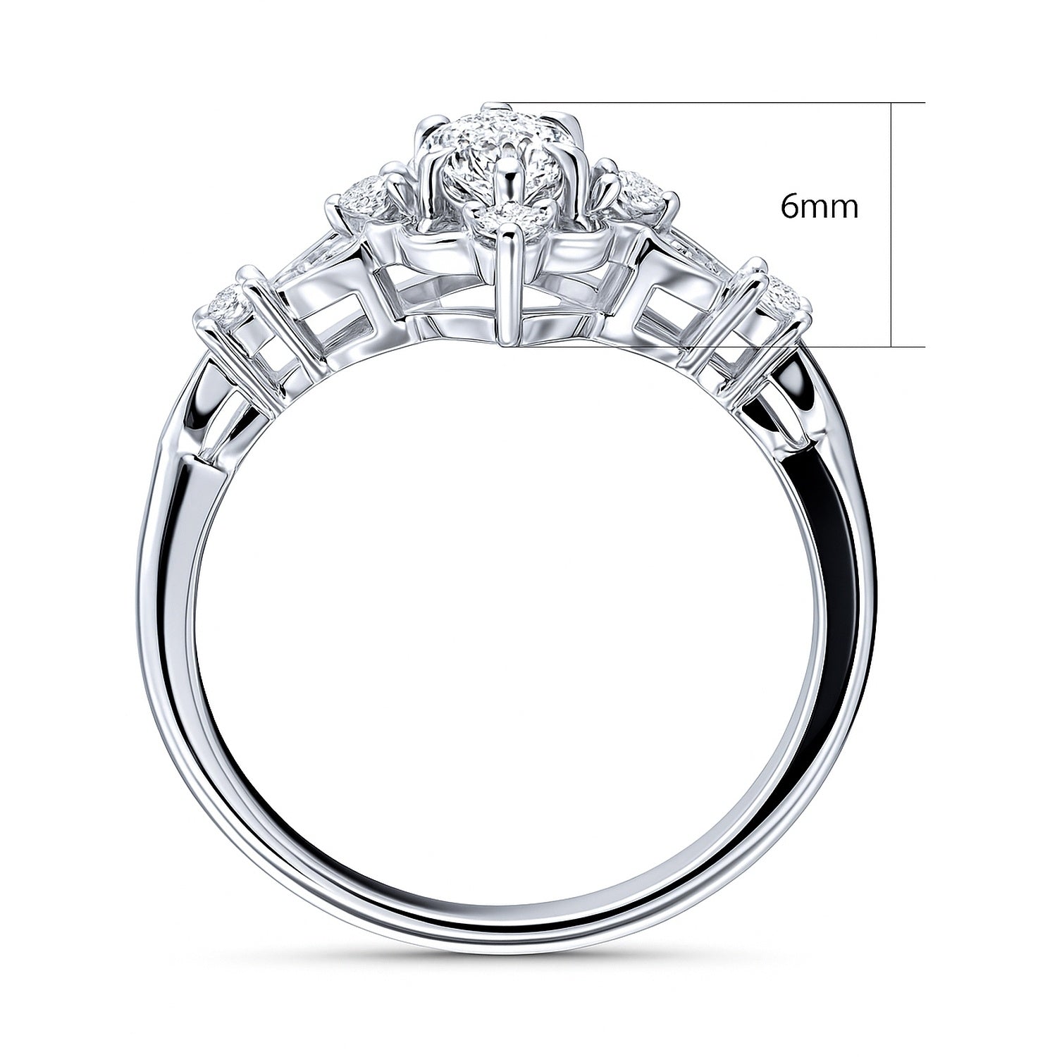Halo Art Deco Marquise CZ Ring in Sterling Silver, 8 of 9
