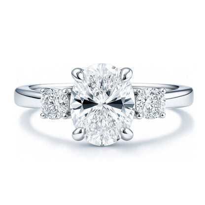 3-Stone 1.8ct Oval CZ Ring in Sterling Silver