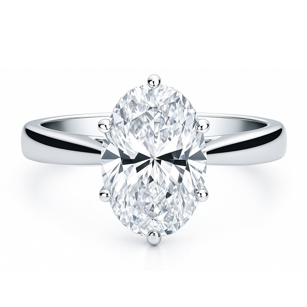 Solid 925 Sterling Silver Solitaire Engagement Ring With Cubic Zirconia – Women's Wedding Band, Round 7mm