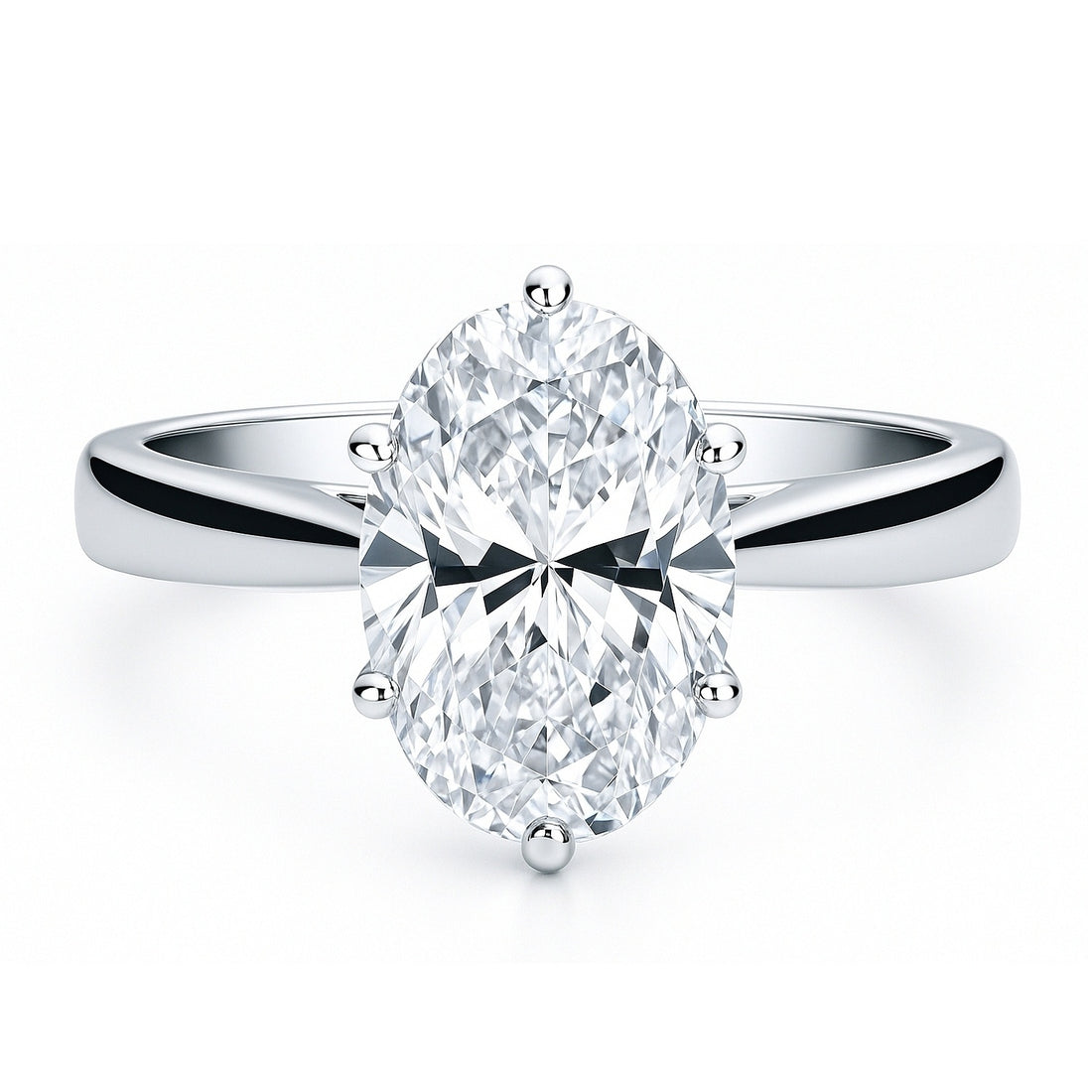 Solitaire 3ct Oval CZ Ring in Sterling Silver