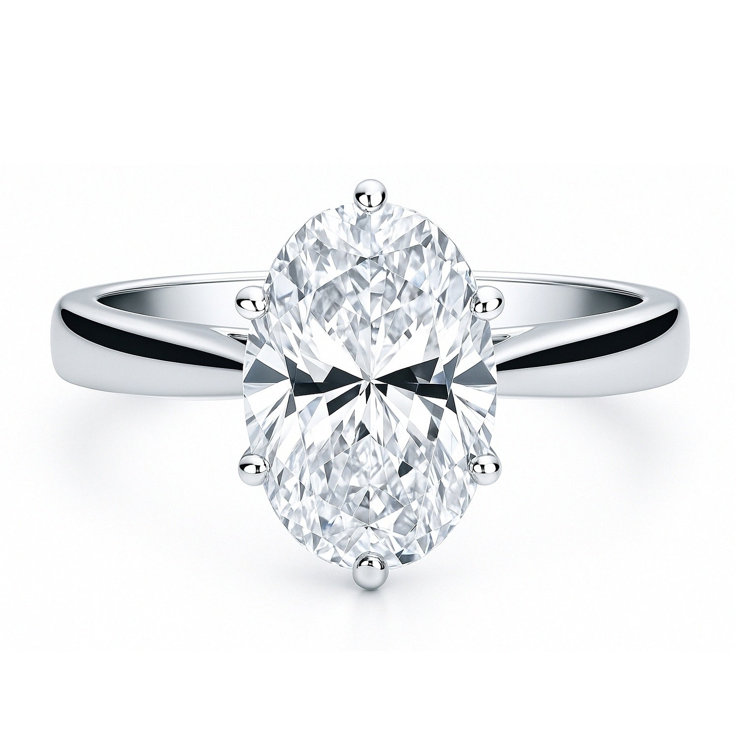 Solitaire 3ct Oval CZ Ring in Sterling Silver, 1 of 17