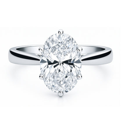 Solitaire 3ct Oval CZ Ring in Sterling Silver