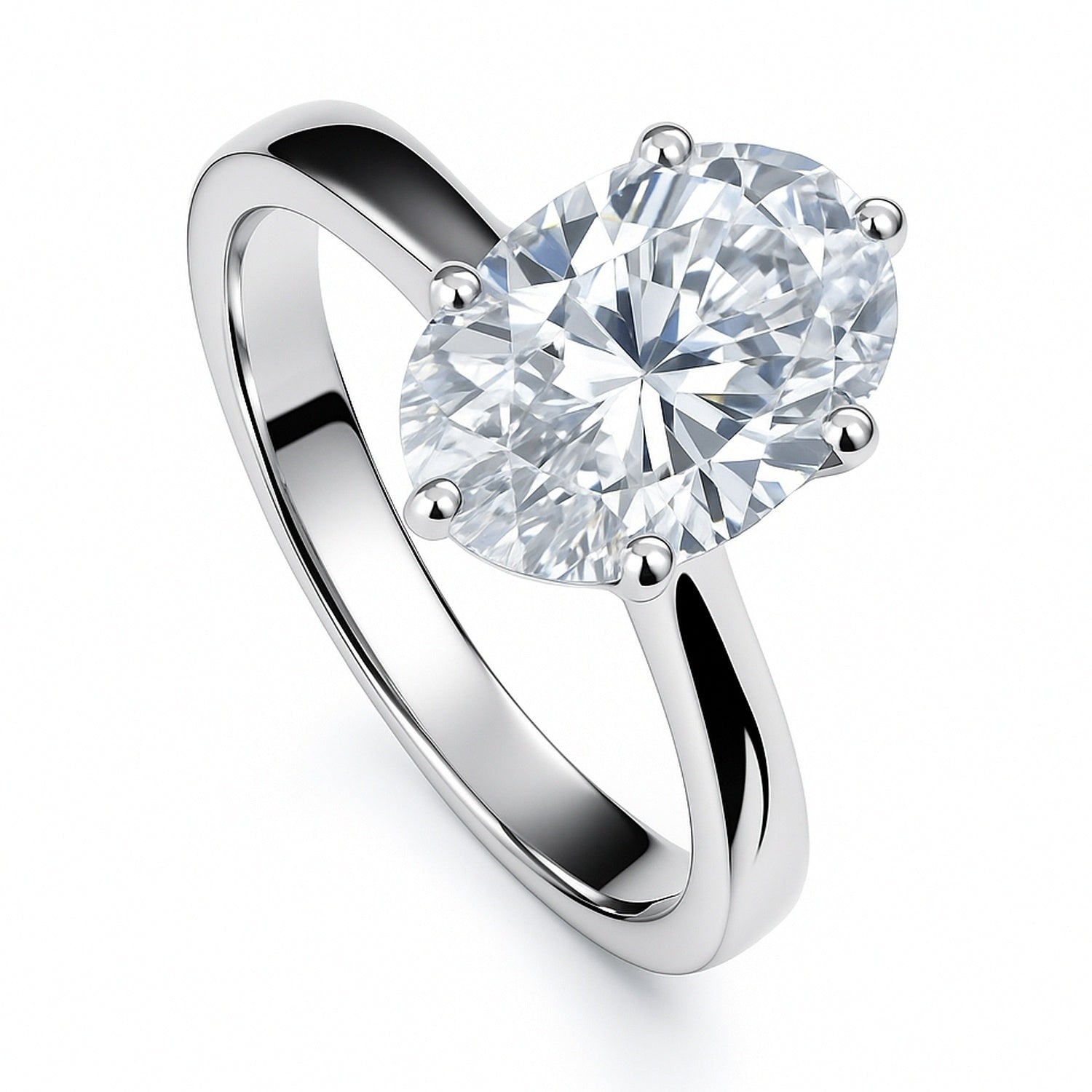 Solitaire 3ct Oval CZ Ring in Sterling Silver