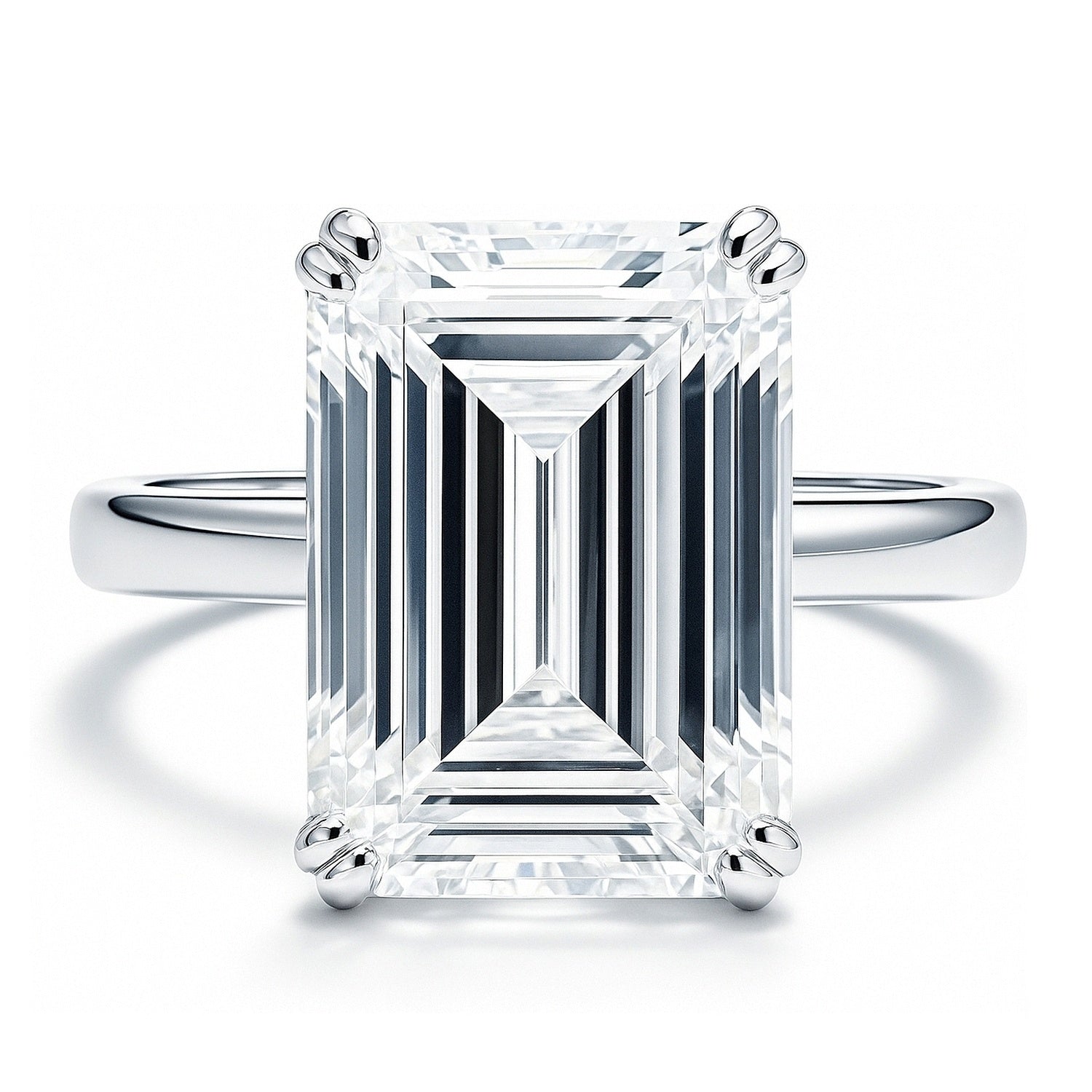 Solitaire 8.5ct Emerald Cut CZ Ring in Sterling Silver, 1 of 11