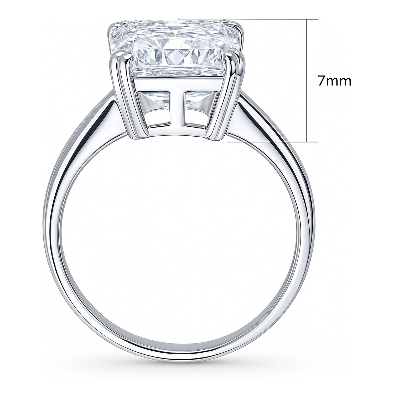 Solitaire 8.5ct Emerald Cut CZ Ring in Sterling Silver, 8 of 11