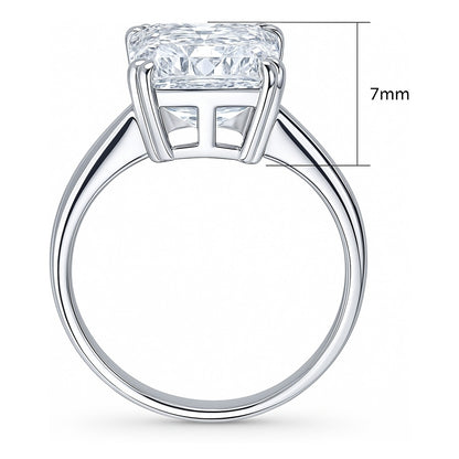 Solitaire 8.5ct Emerald Cut CZ Ring in Sterling Silver
