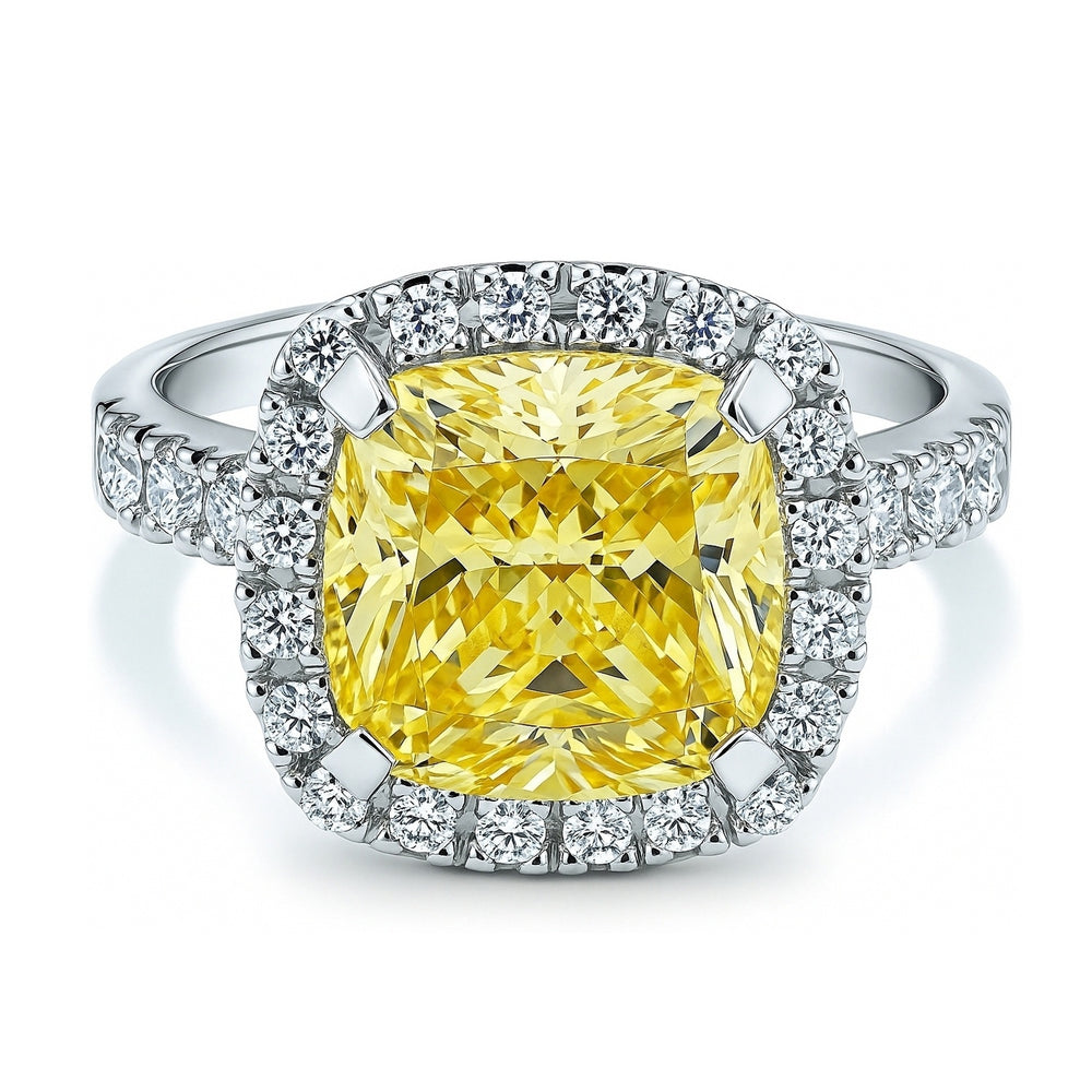 Harlembling Men's 925 Sterling Silver Ized Simulated Canary Yellow CZ Hip Hop Ring (Sizes 6-13)-730507