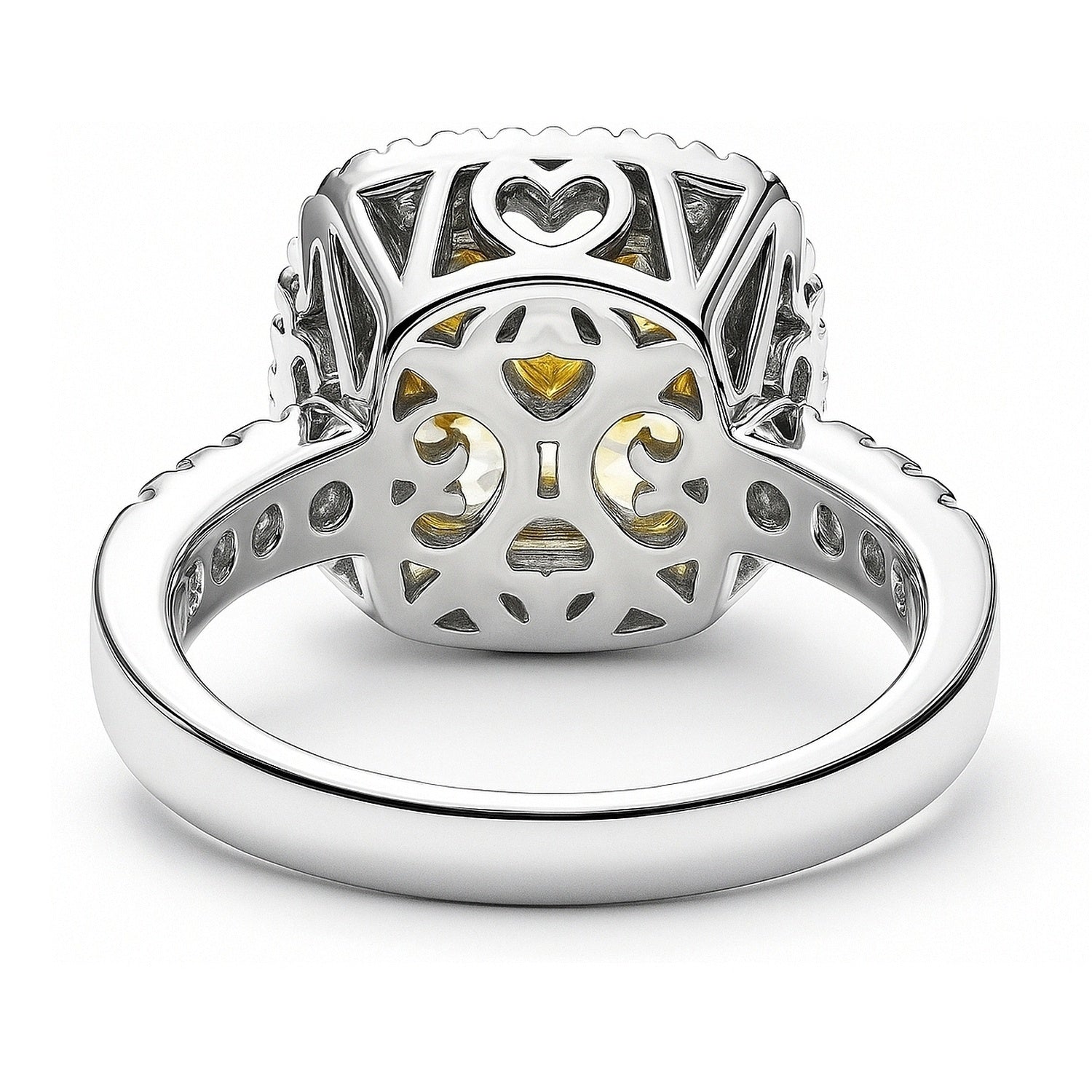 Halo Canary Yellow Cushion CZ Ring in Sterling Silver, 9 of 15