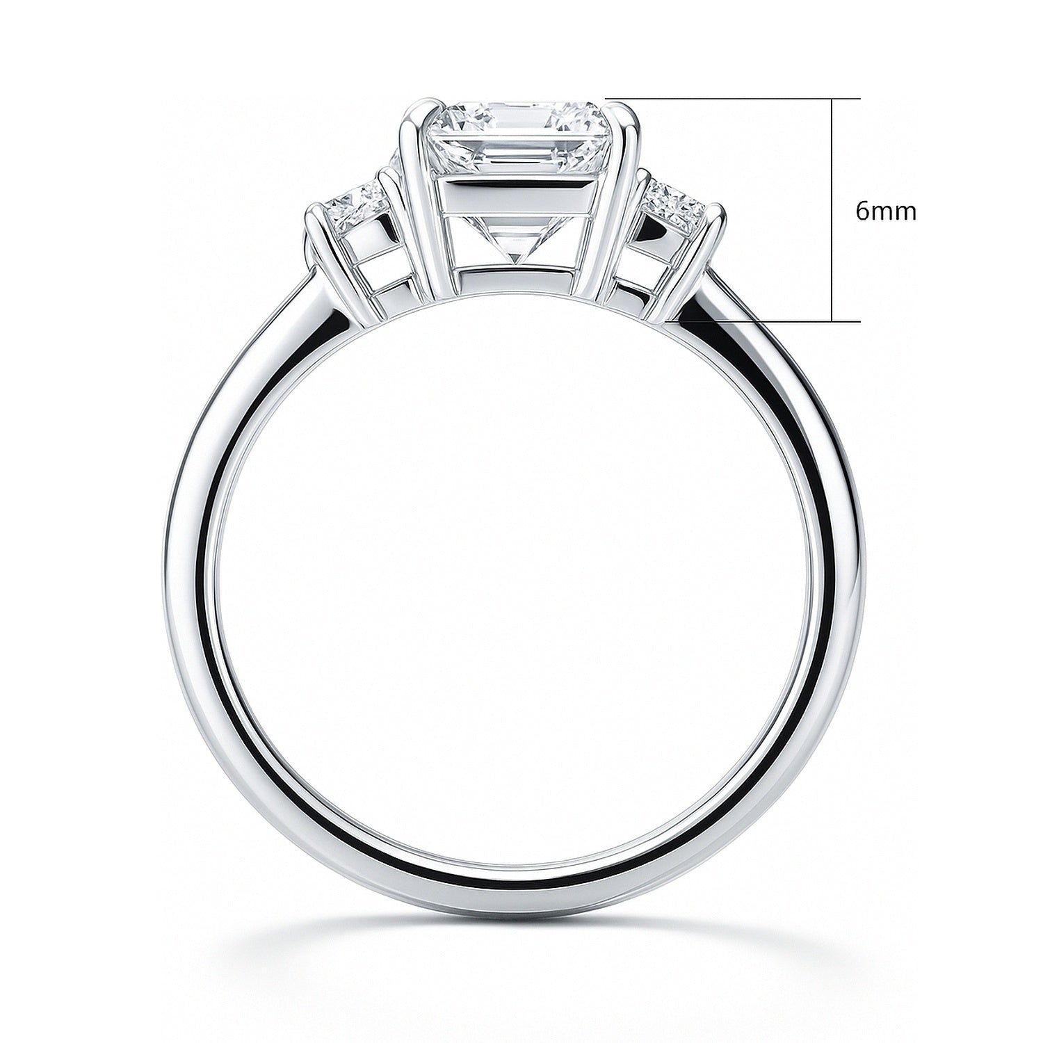 3-Stone 2.1ct Emerald Cut CZ Ring in Sterling Silver, 8 of 9