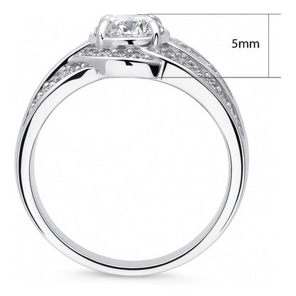 Halo Woven Art Deco Oval CZ Ring in Sterling Silver