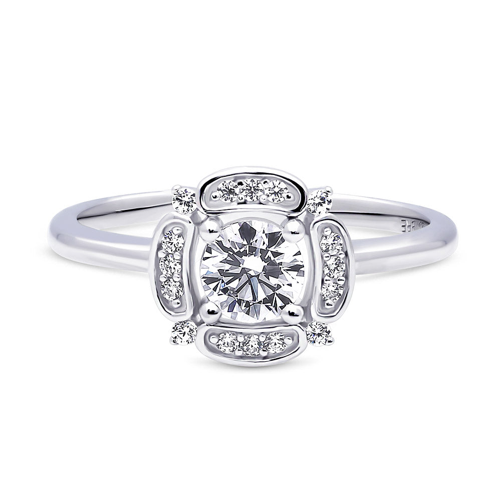 Halo Flower CZ Ring in Sterling Silver
