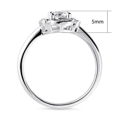 Halo Flower CZ Ring in Sterling Silver