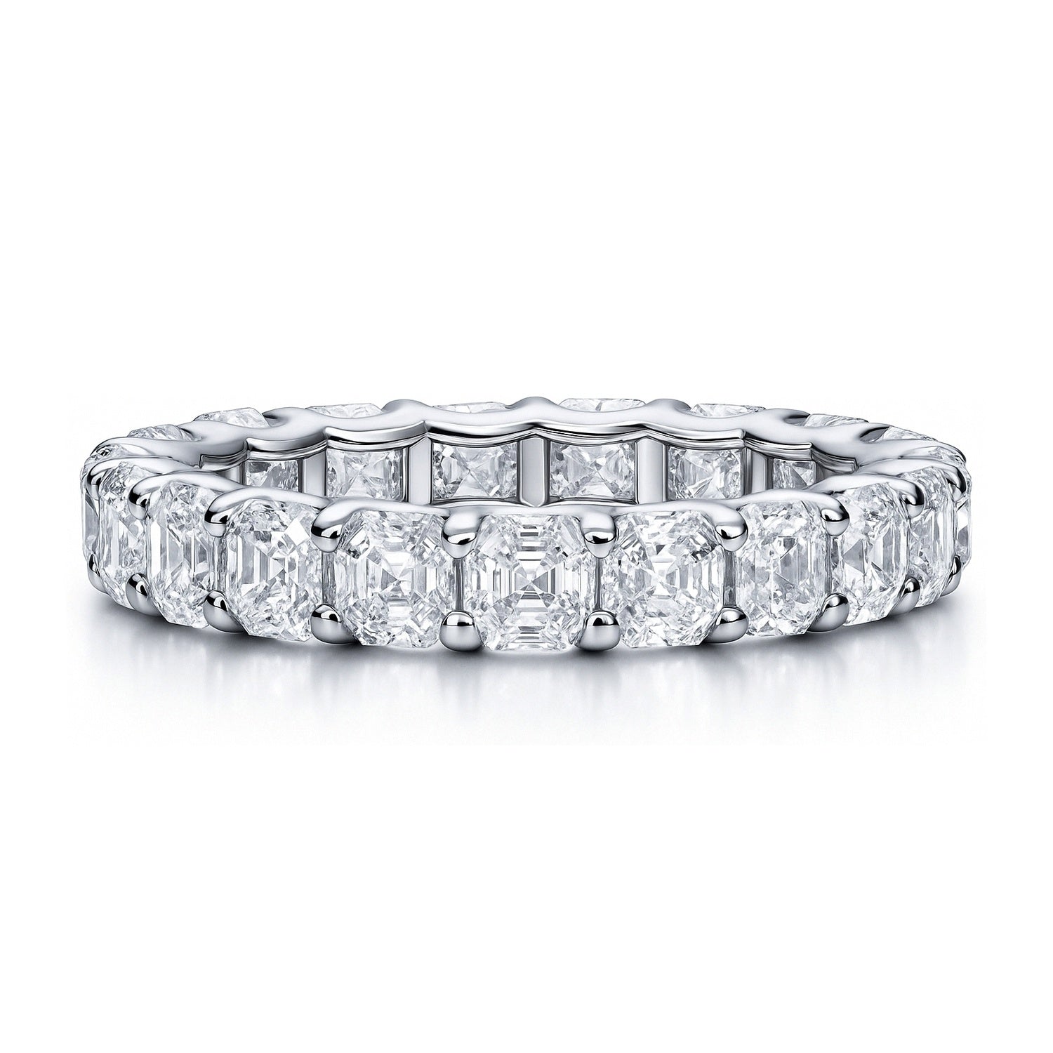 Asscher CZ Eternity Ring in Sterling Silver, 1 of 7