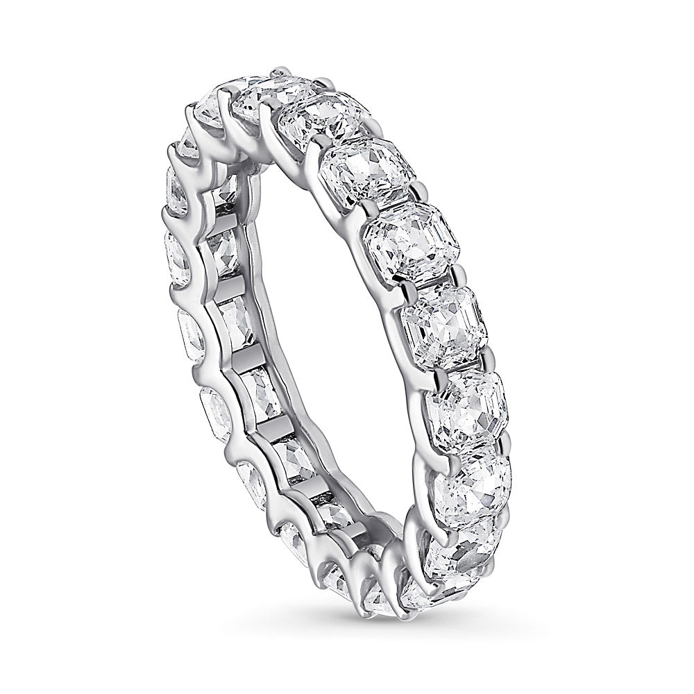 Front view of Asscher CZ Eternity Ring in Sterling Silver, 4 of 7