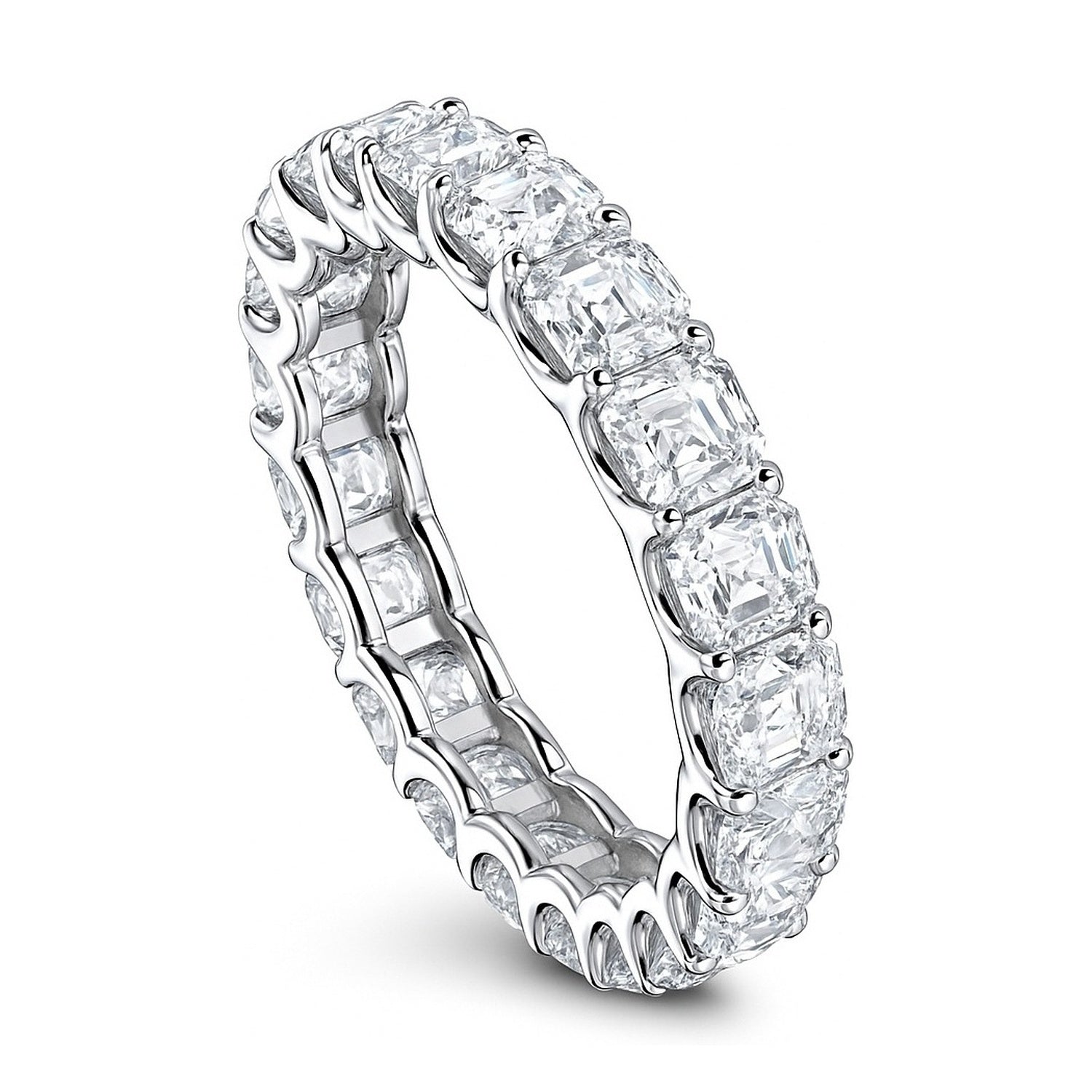 Asscher CZ Eternity Ring in Sterling Silver