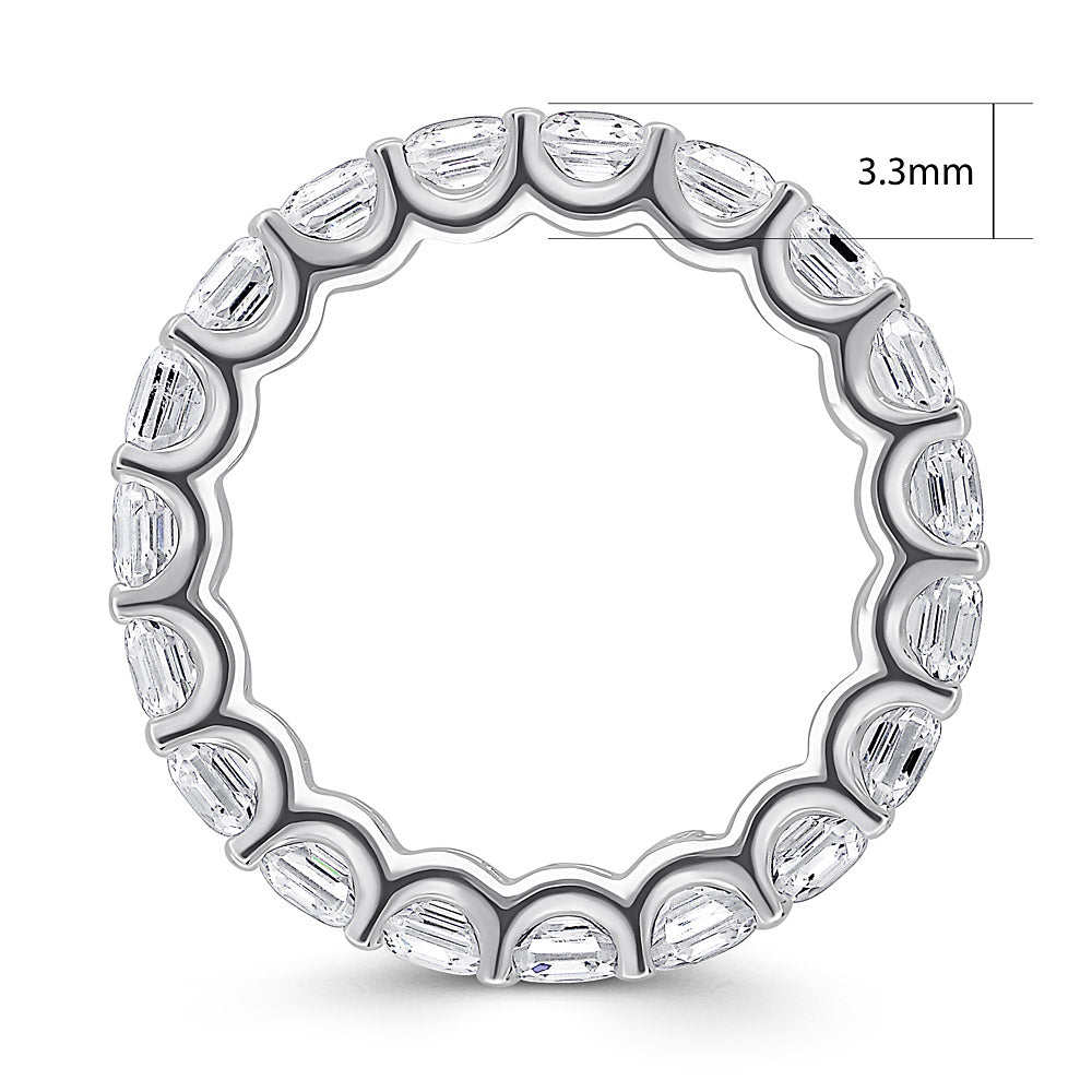 Angle view of Asscher CZ Eternity Ring in Sterling Silver, 5 of 7