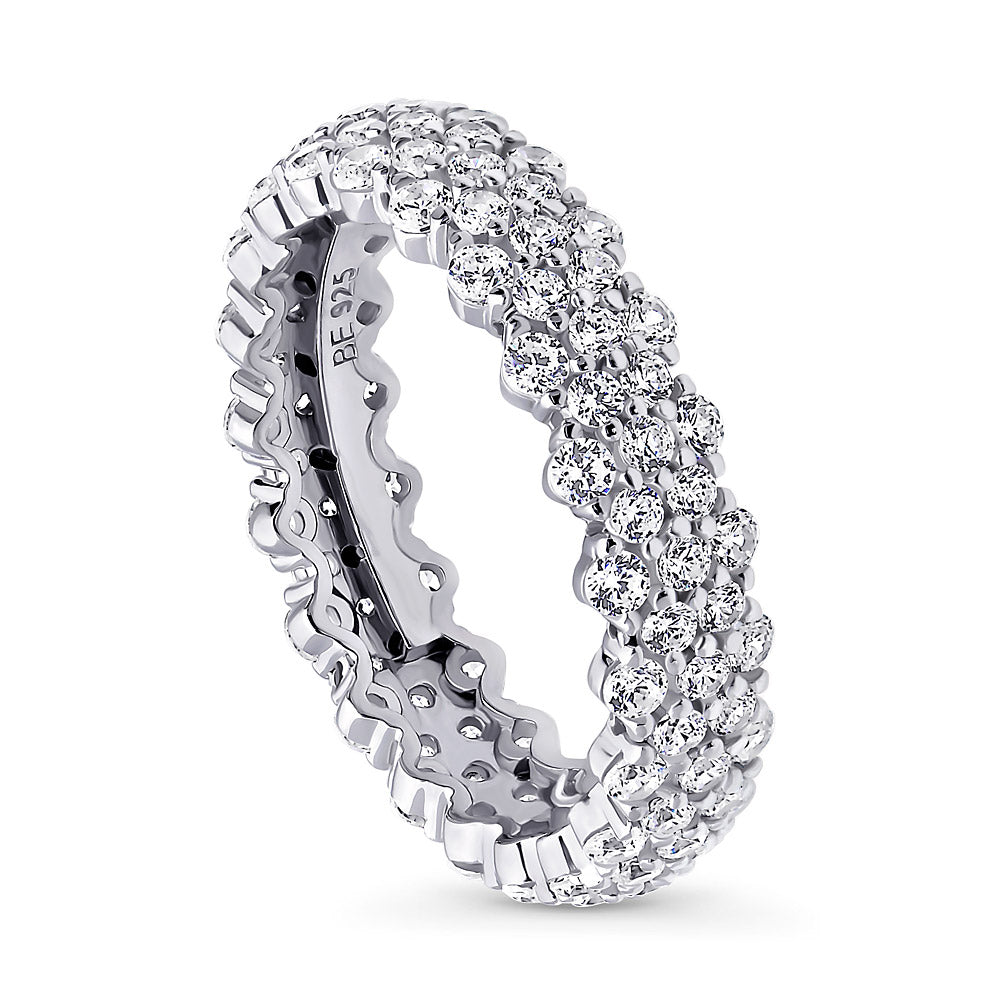 Front view of Cluster CZ Eternity Ring in Sterling Silver, 4 of 8