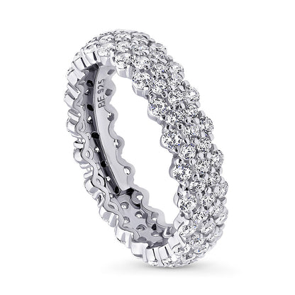 Cluster CZ Eternity Ring in Sterling Silver
