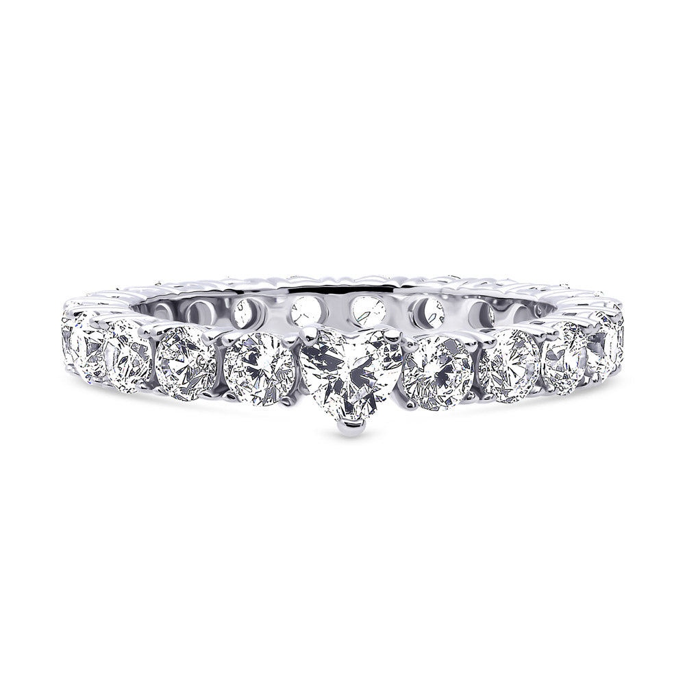 Solitaire 0.25ct Heart CZ Ring in Sterling Silver, 1 of 10